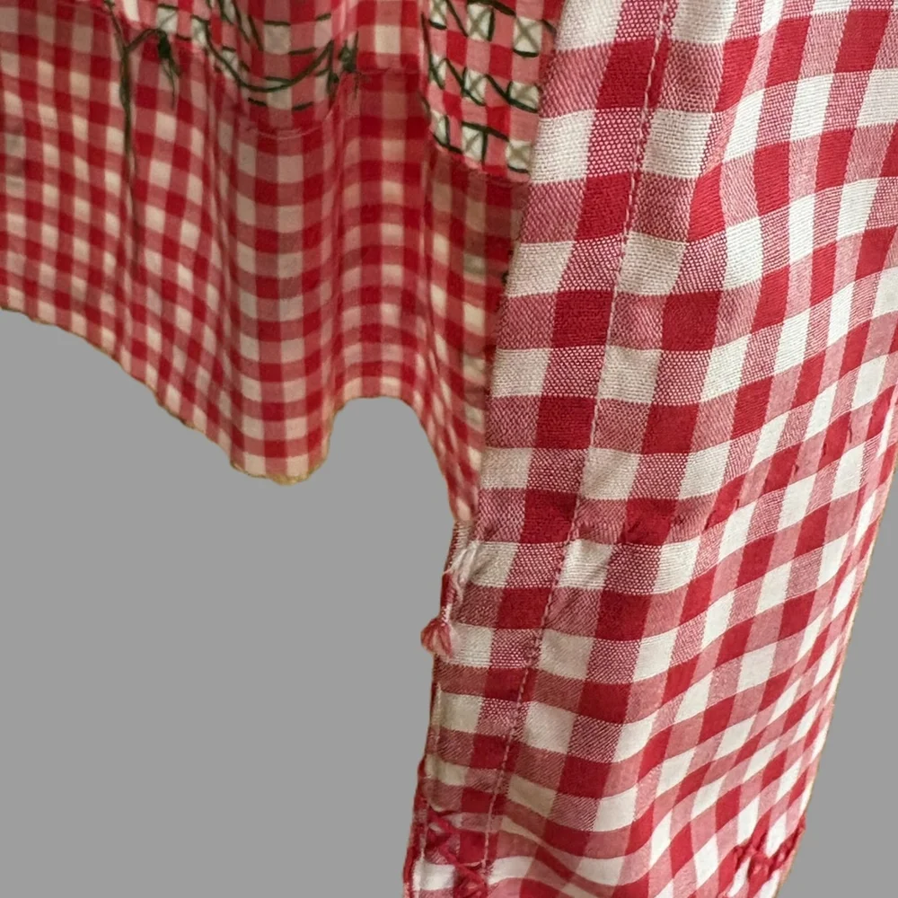 Vintage Red White Gingham Apron Christmas